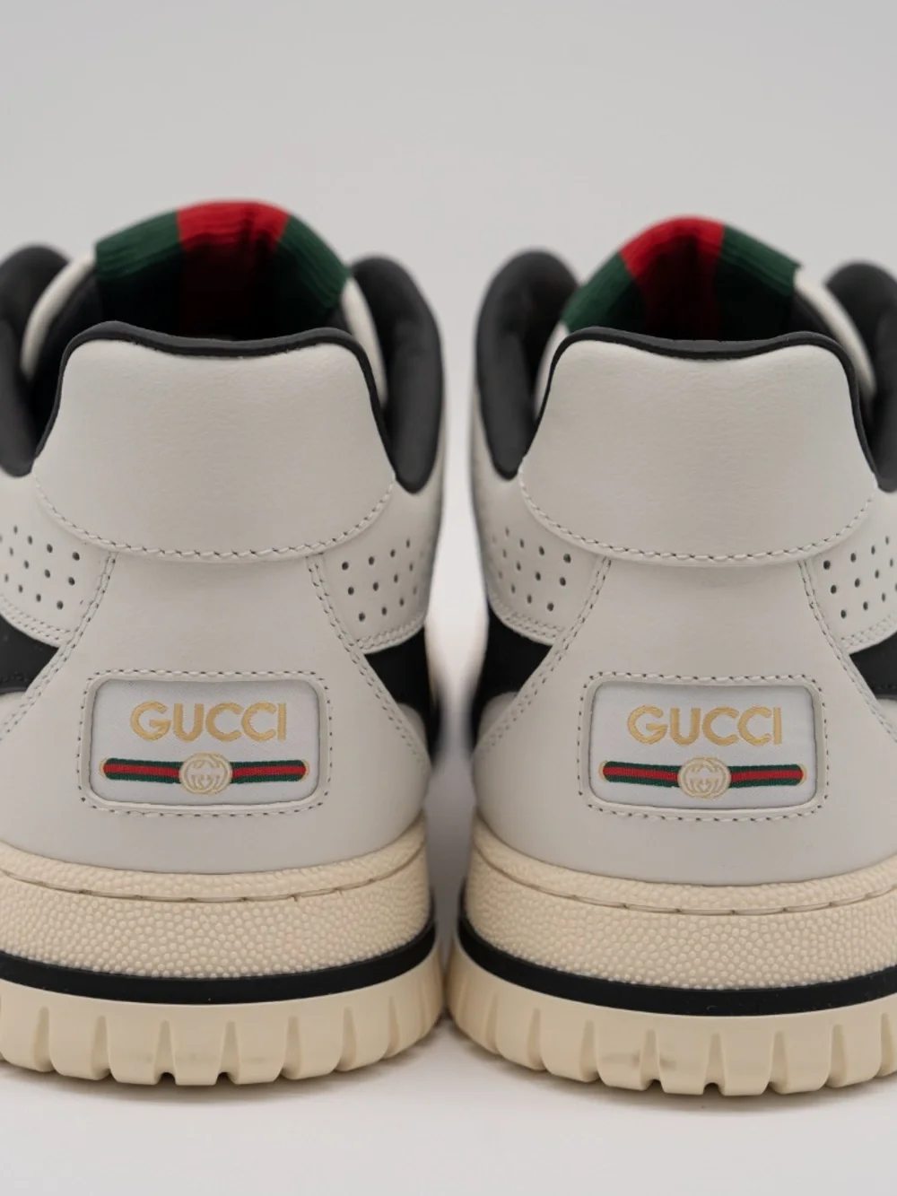 Gucci Women's Re-Web Sneakers White Black Leather size 39.5eu 9.5 US